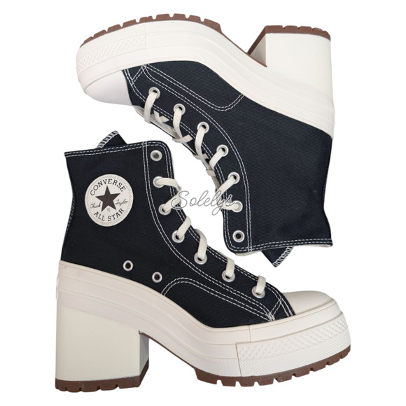 Converse Chuck 70 De Luxe Heel Platform Black Egret Sneaker Boot Womens 7.5 NEW - Picture 6 of 10